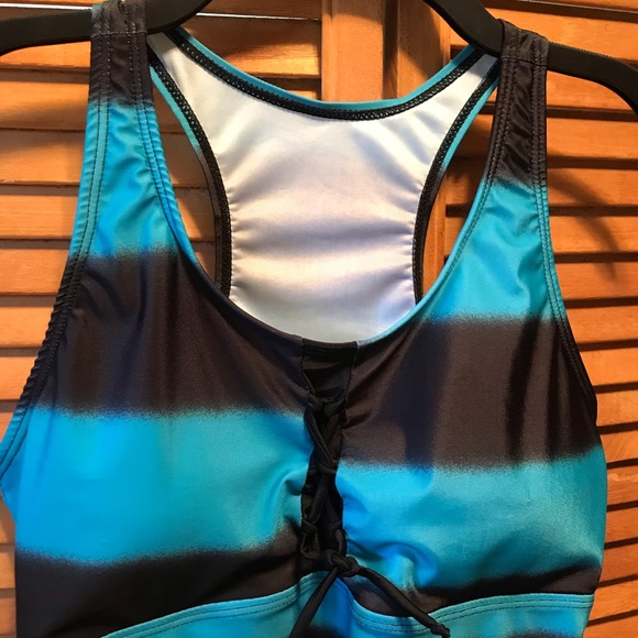 Black & Blue Racerback Tankini - Picture 3 of 12